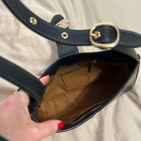 Coach Black Shoulder Bag with Gold Accent - Picture 6 of 6